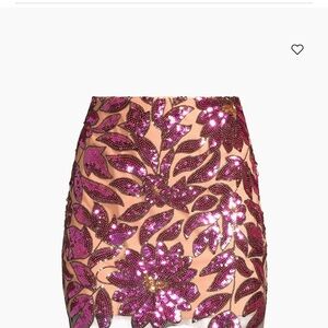 Milly Pink Sequin Floral Mini Skirt